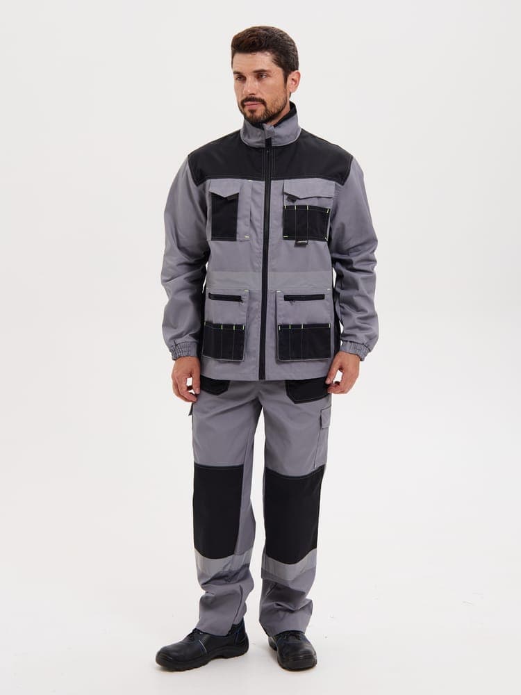 Костюм "Канзас" ткань 240гр, СОП, куртка+п/к, цвет св.серый с черным