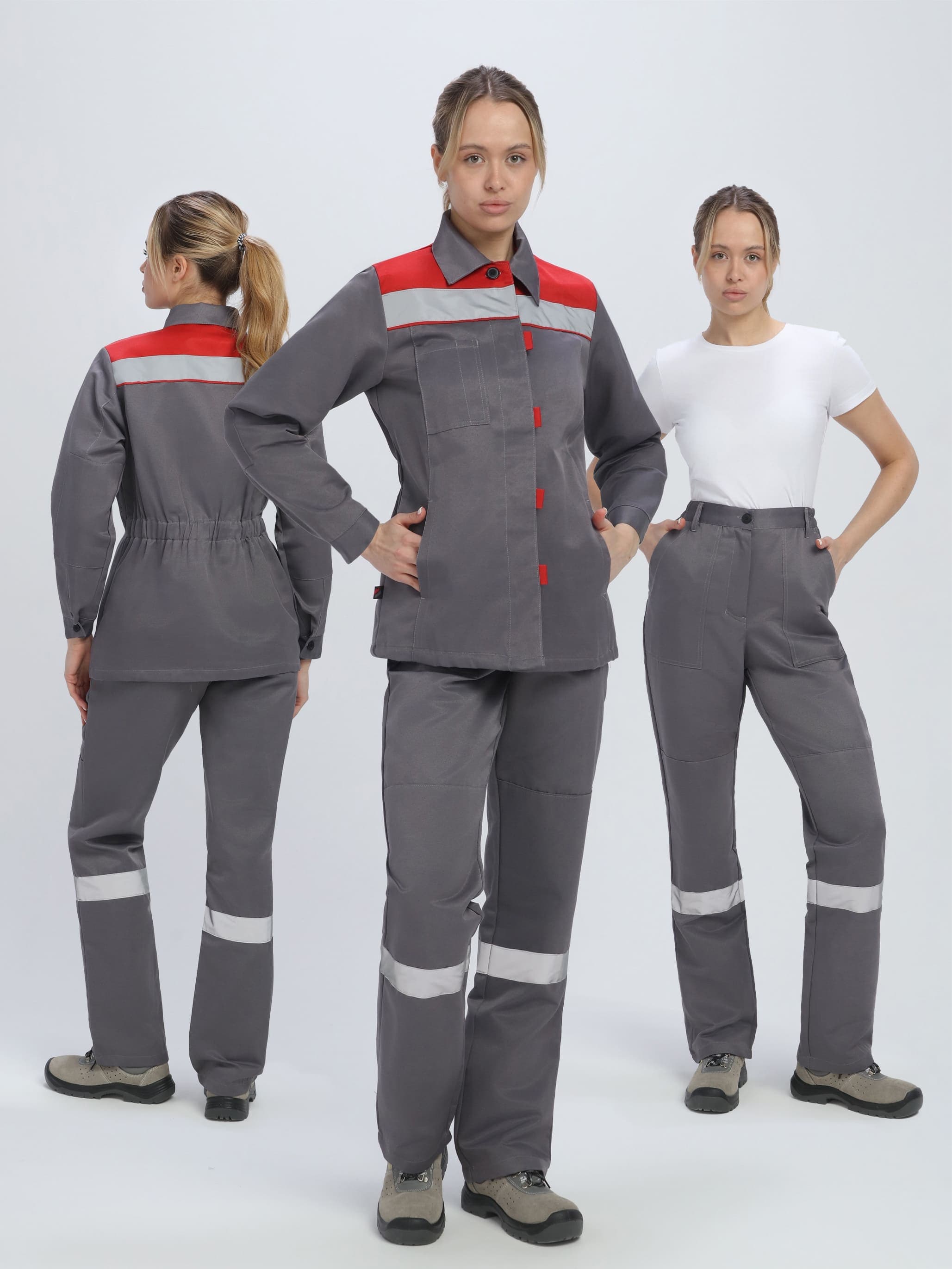 костюм женский веснис-1 соп (тк.смесовая,210) брюки, т.серый / красный