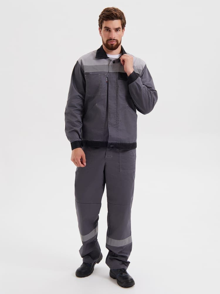 Костюм "Корпус" (куртка+БРЮКИ) тк. смесовая 65/35, пл. 240 г/м2, цв. т.серый/черный/св.серый