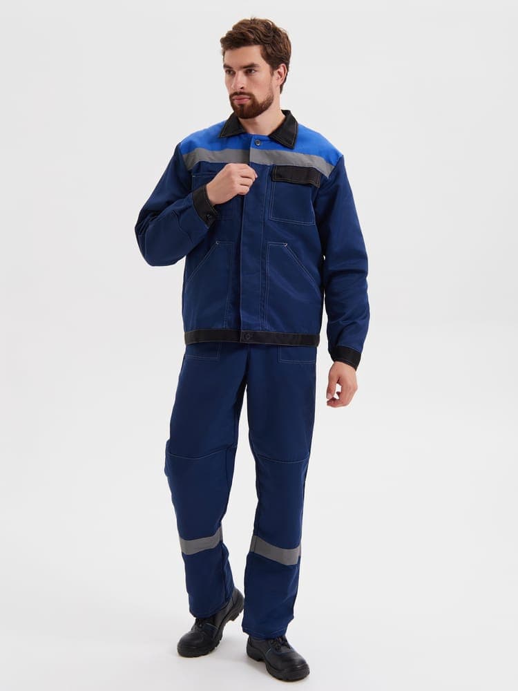 Костюм "Корпус" (куртка+п/к) пл. 210 г/м2, цв.синий/черный/василек