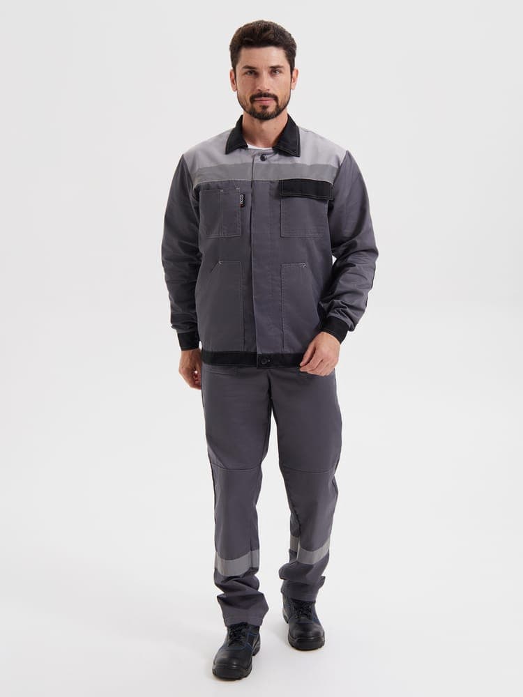 Костюм "Корпус" (куртка+п/к) тк. смесовая 65/35, пл. 240 г/м2, цв. т.серый/черный/св.серый