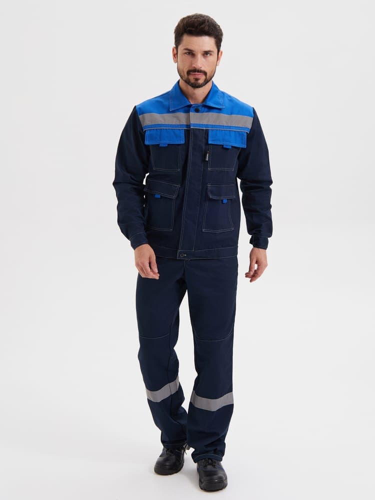 Костюм "Нова" куртка+БРЮКИ, цв. т.синий/василек, тк. 80/20 пл. 260