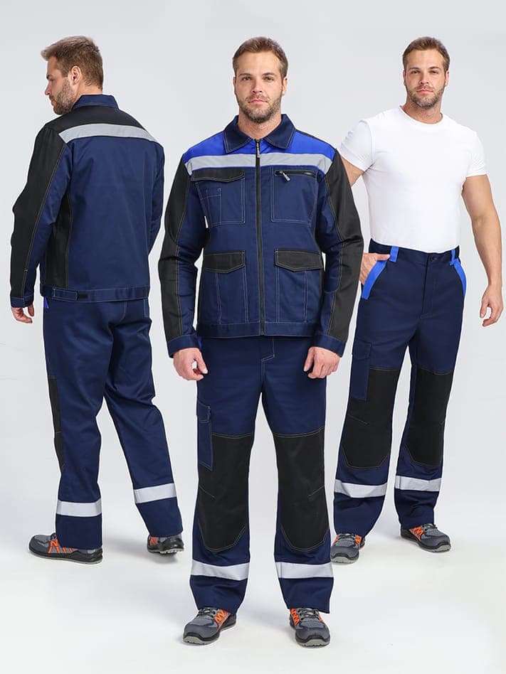 Костюм ProfLineBase-1 (тк.Твил,210) брюки, т.синий/черный/васильковый